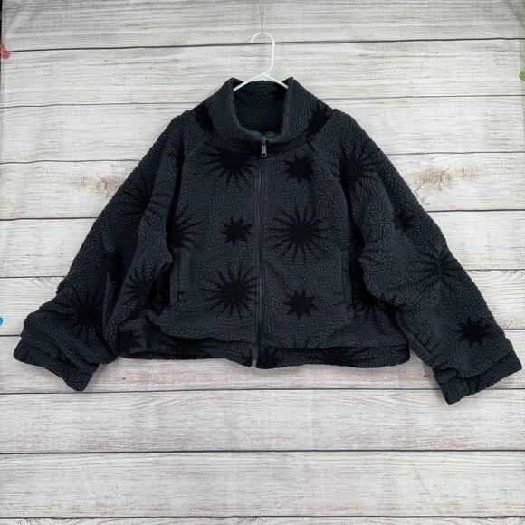 O'Neill Sherpa Sunburst Print Full Zip Jacket Womens XL Gray Black - Picture 1 of 11